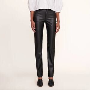STAUD The Elliot Vegan Leather Straight Leg Pants Black Sz 14 $350 {QQ7}